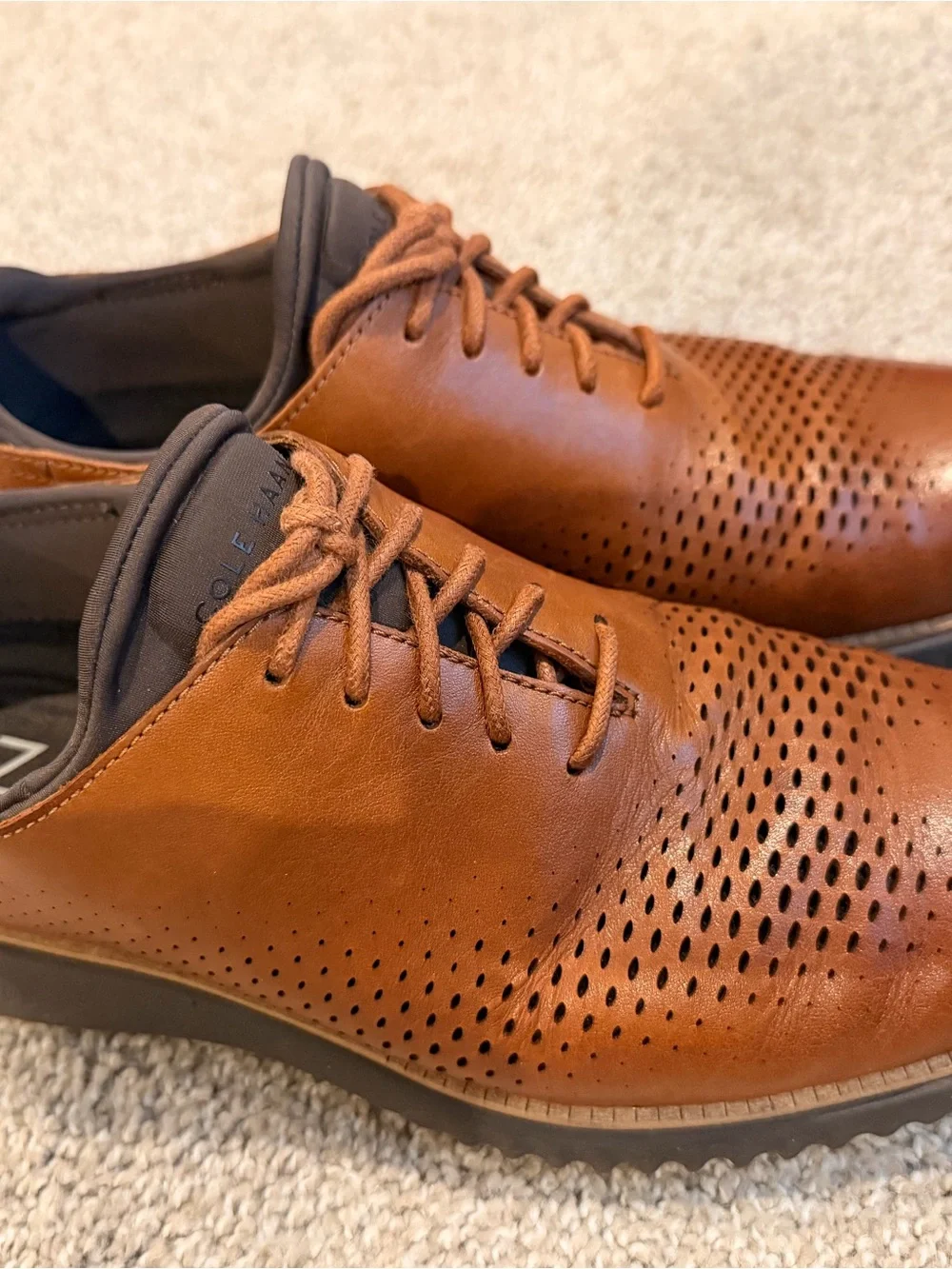 Cole Haan Men's Perforated Leather Derby - Tan Brown